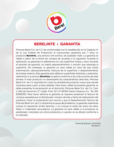 garantia berelinte mate pinturas berel